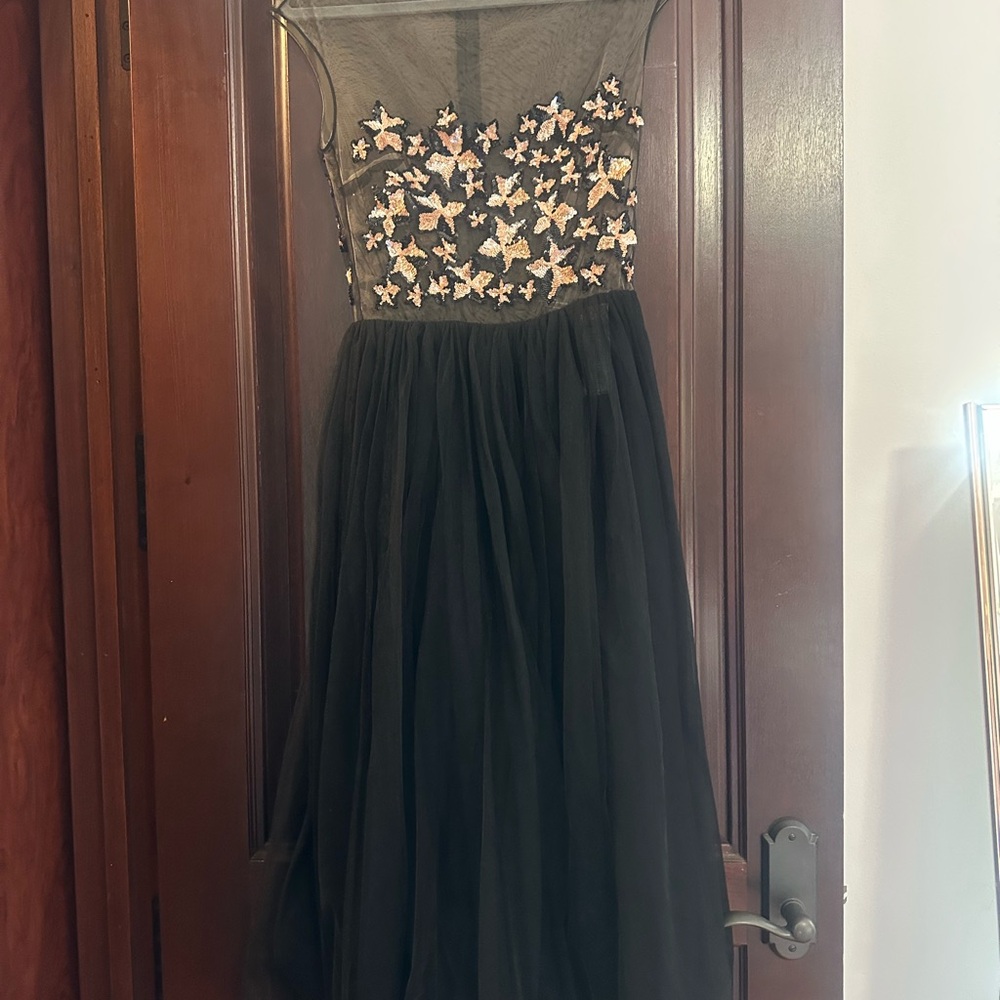 Elisabetta Franchi tulle black midi dress - S